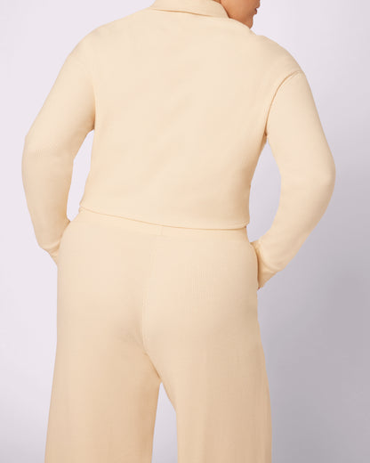 Cozy Casual Polo Long Sleeve | Cozy Waffle | Archive (Creme Brulee)