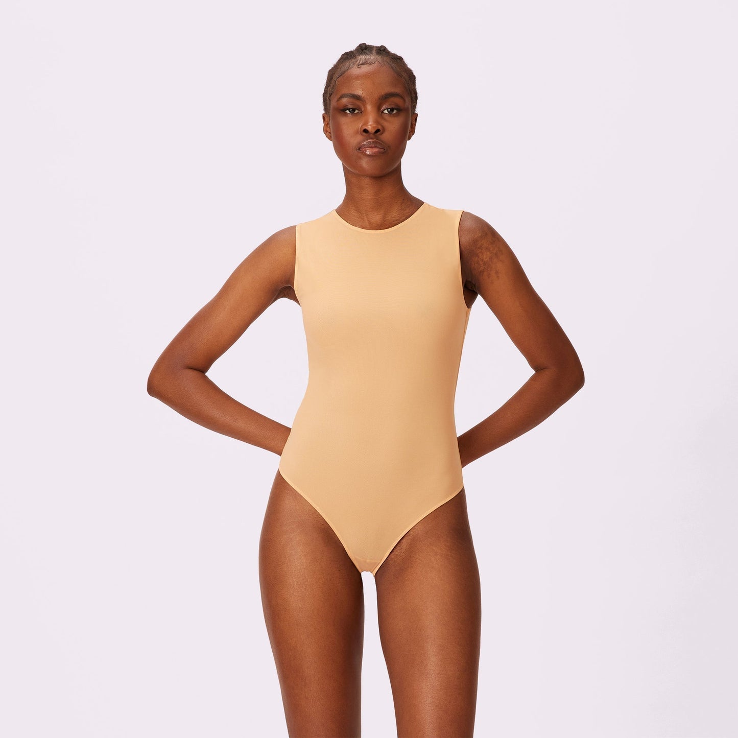 Luxe Sleeveless Bodysuit | Silky Mesh | Archive (Cinnamon Roll)