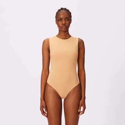 Luxe Sleeveless Bodysuit | Silky Mesh | Archive (Cinnamon Roll)