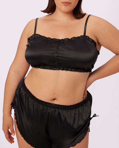 Luxe Button-Up Crop | Luxe Satin (Eightball)