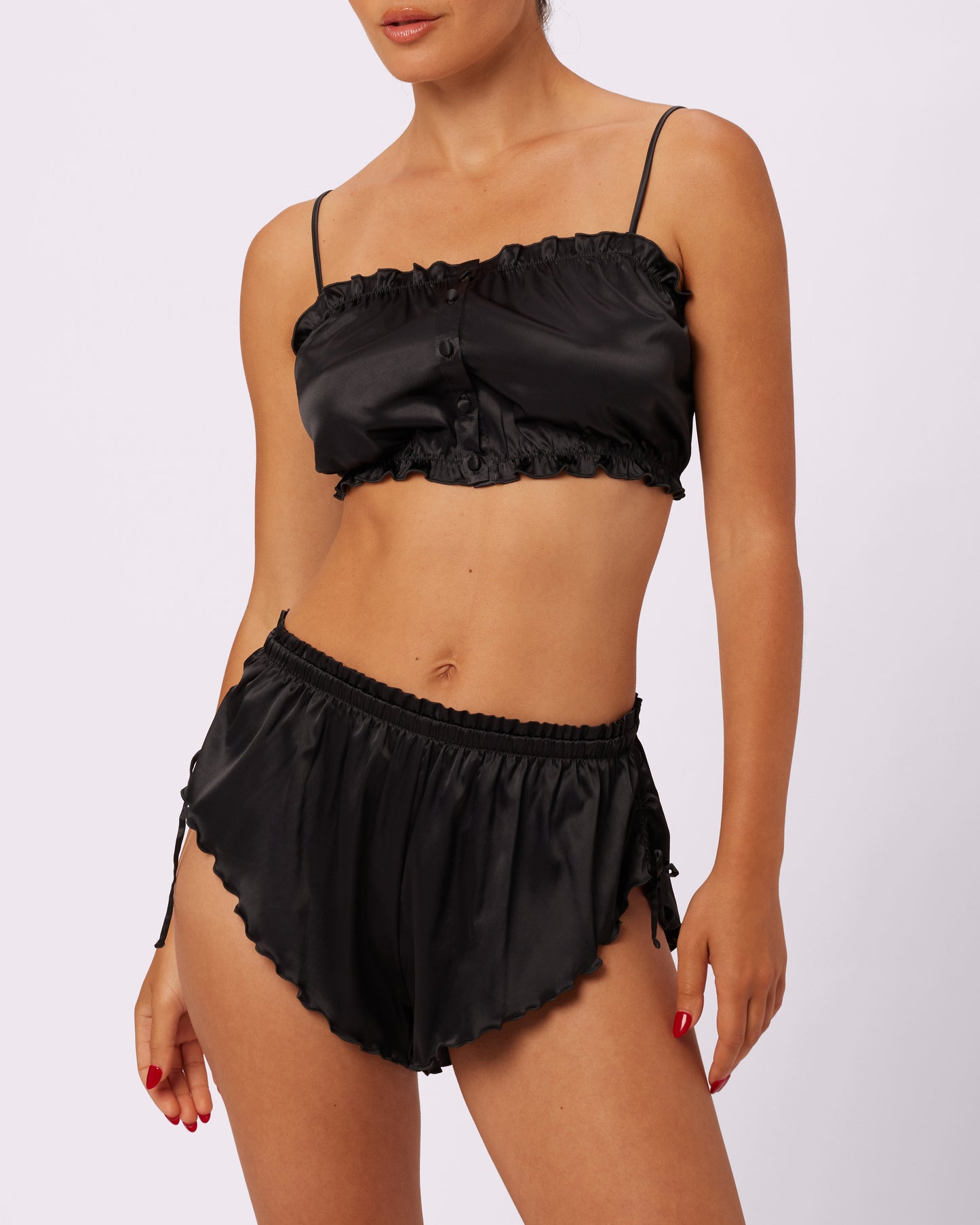 Luxe Button-Up Crop | Luxe Satin (Eightball)