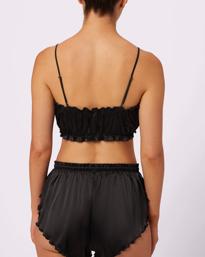 Luxe Button-Up Crop | Luxe Satin (Eightball)