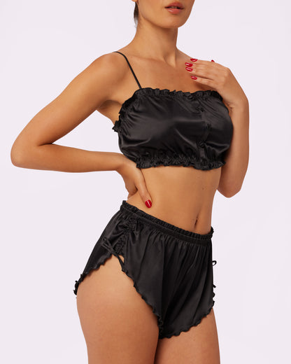 Luxe Button-Up Crop | Luxe Satin (Eightball)