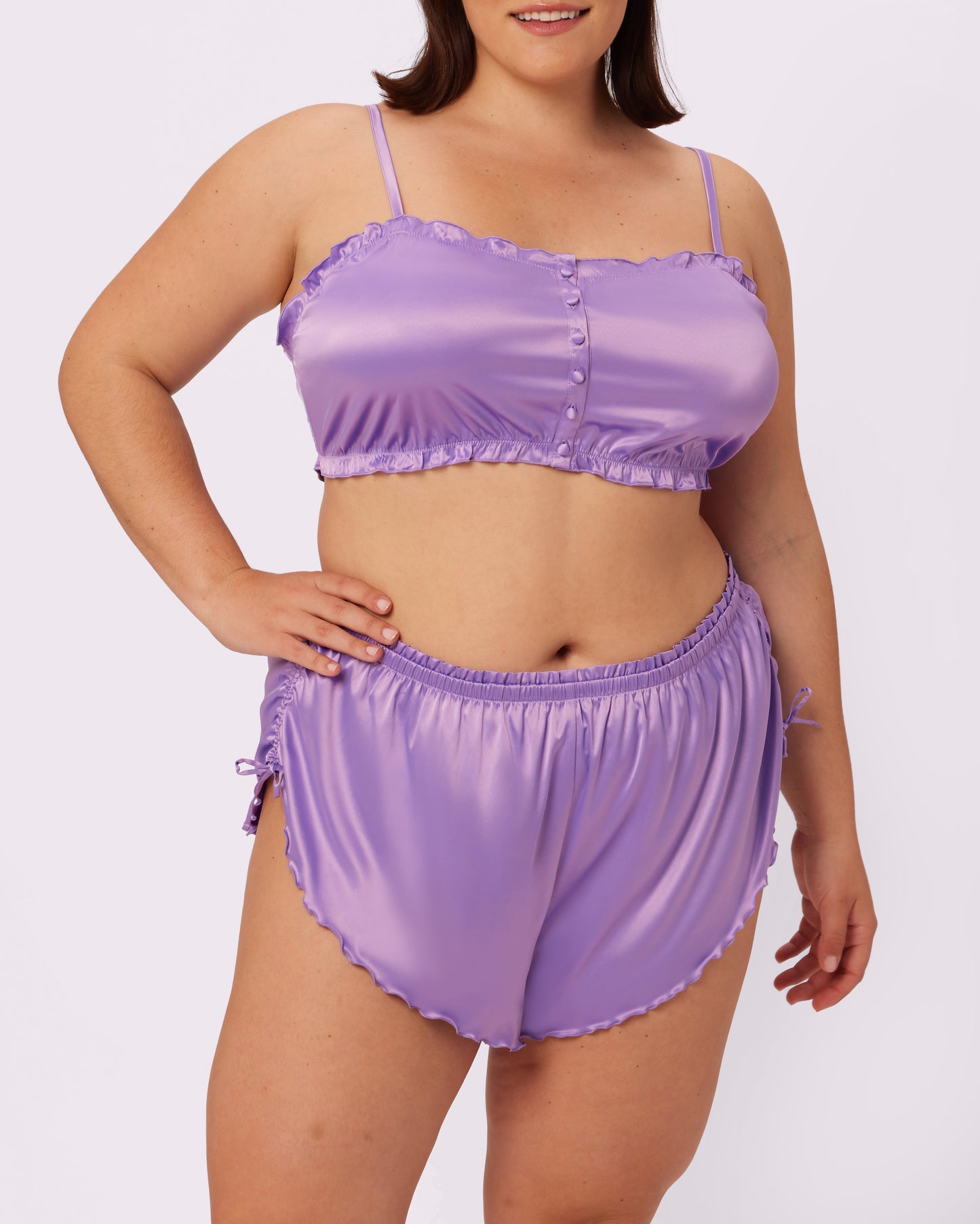 Luxe Button-Up Crop | Luxe Satin (Wisteria)