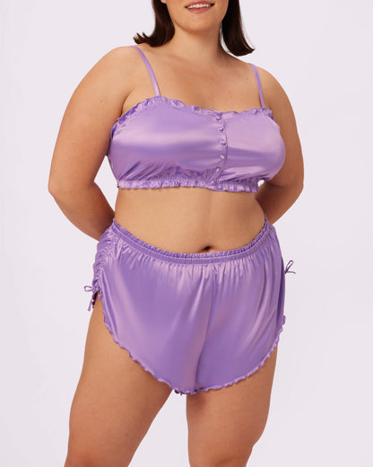 Luxe Button-Up Crop | Luxe Satin (Wisteria)