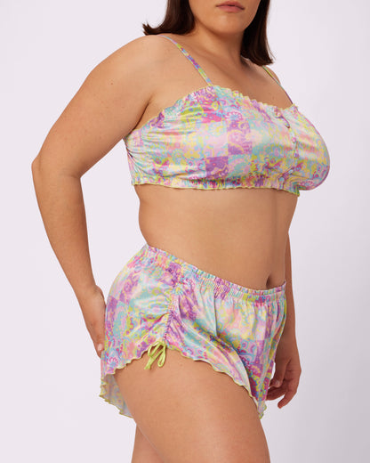 Luxe Button-Up Crop | Luxe Satin (Versailles)