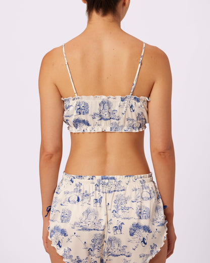 Luxe Button-Up Crop | Luxe Satin (Toile Cloud)