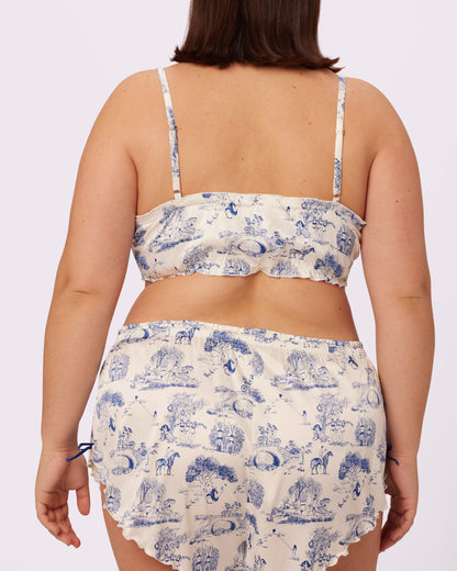 Luxe Button-Up Crop | Luxe Satin (Toile Cloud)