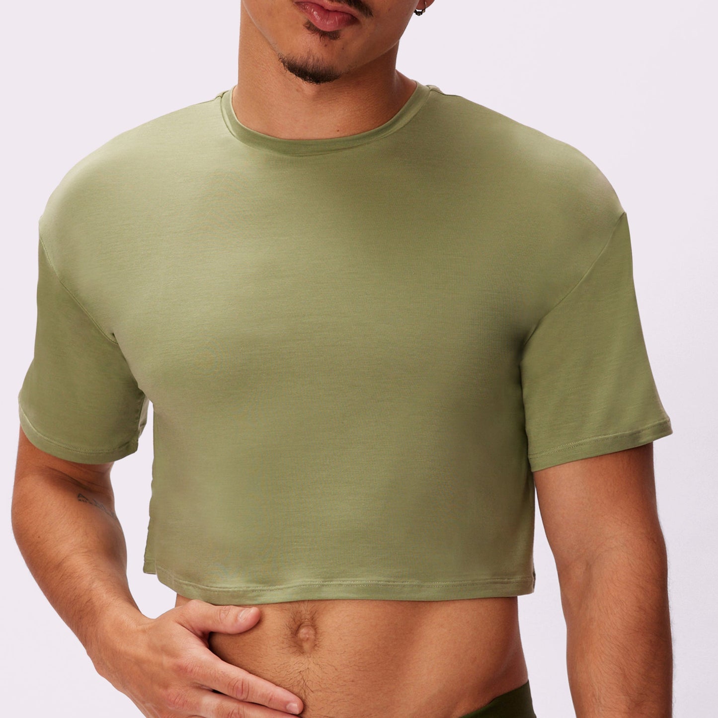Breezy Crop Tee | New:Cotton | Archive (Olive)