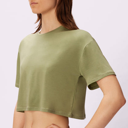 Breezy Crop Tee | New:Cotton | Archive (Olive)