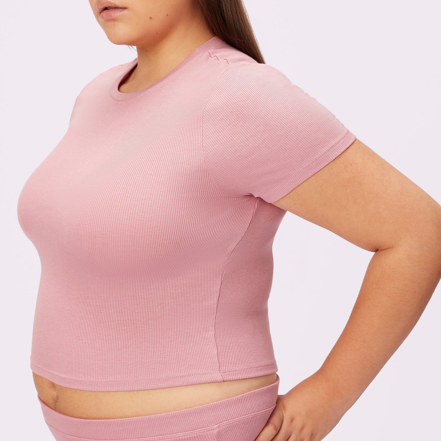 Lush Sculpt Crop Tee | Lush Rib | Archive (Rose Petal)