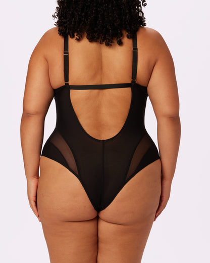 Sheer Contour Cutout Bodysuit | Silky Mesh (Eightball)