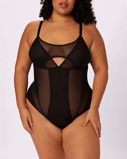 Sheer Contour Cutout Bodysuit | Silky Mesh (Eightball)