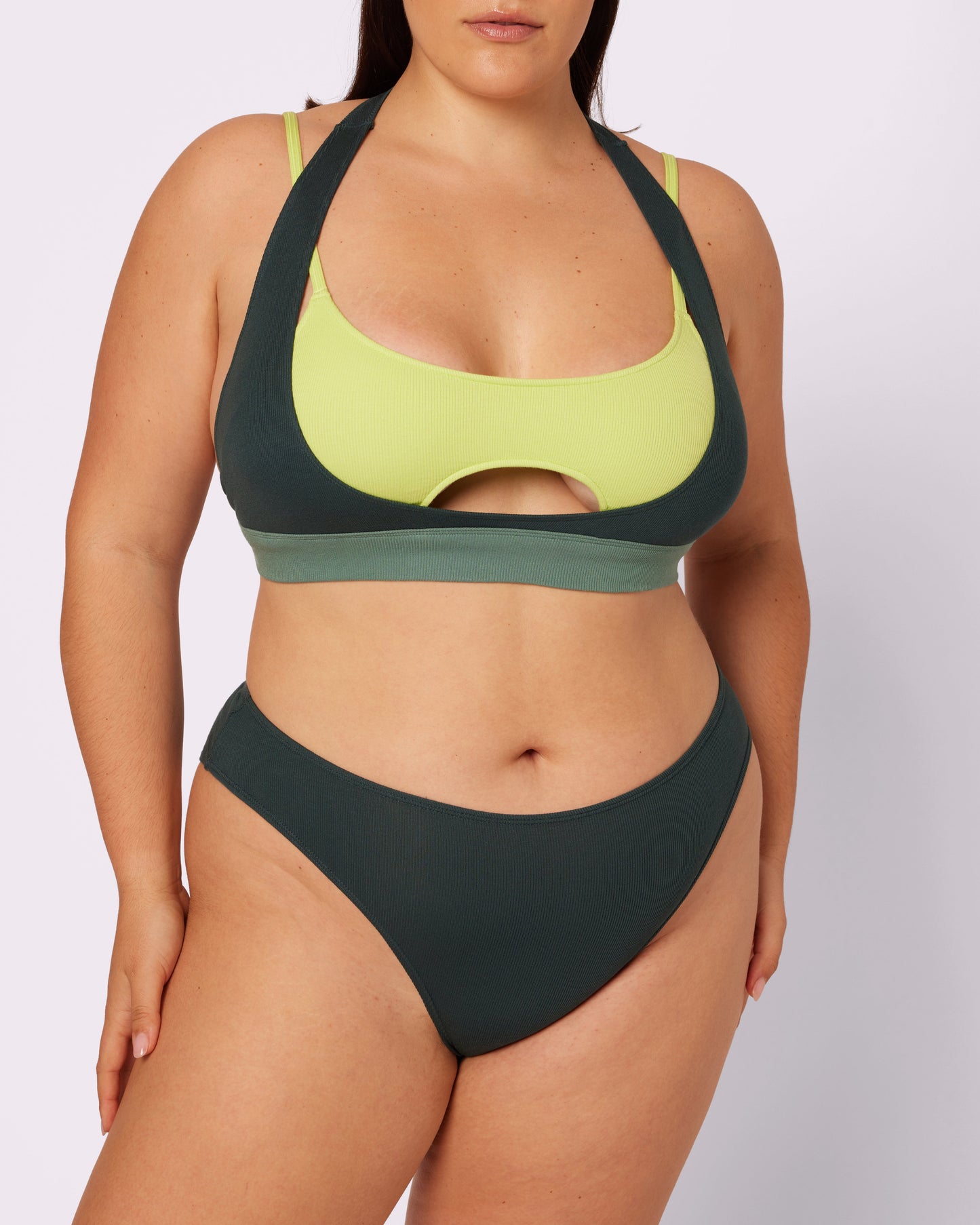 Peekaboo Scoop Layered Bralette | Lush Rib (Moonshine)