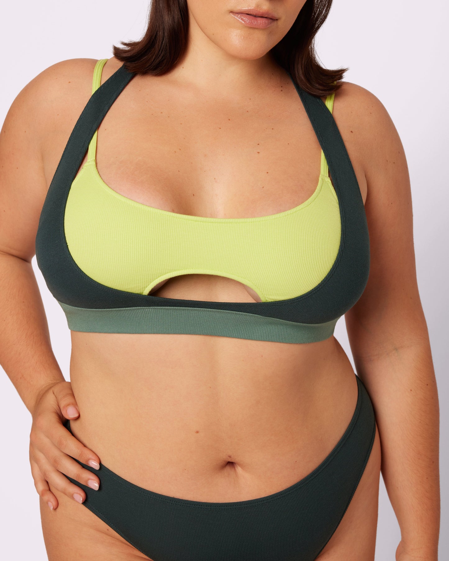 Peekaboo Scoop Layered Bralette | Lush Rib (Moonshine)