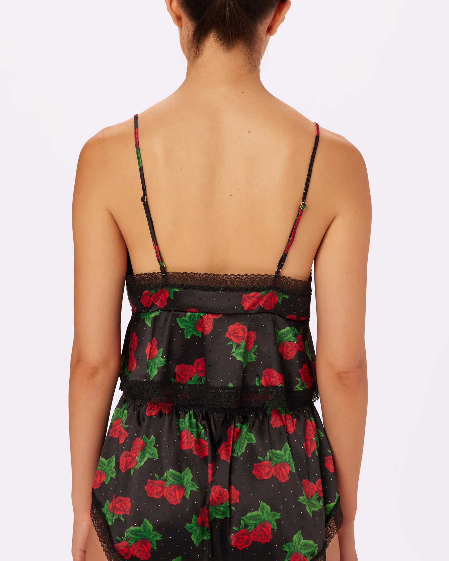 Betsey Johnson Luxe Lace Flyaway Cami | Glow Satin (Thorn)