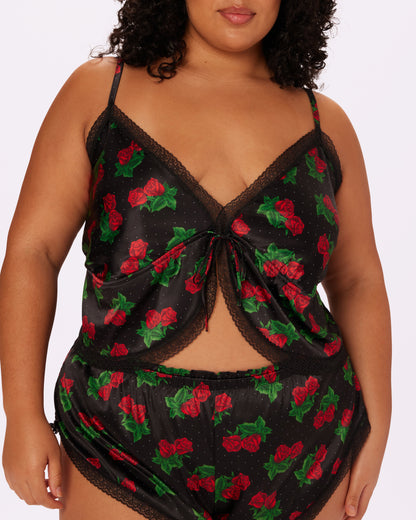 Betsey Johnson Luxe Lace Flyaway Cami | Glow Satin (Thorn)