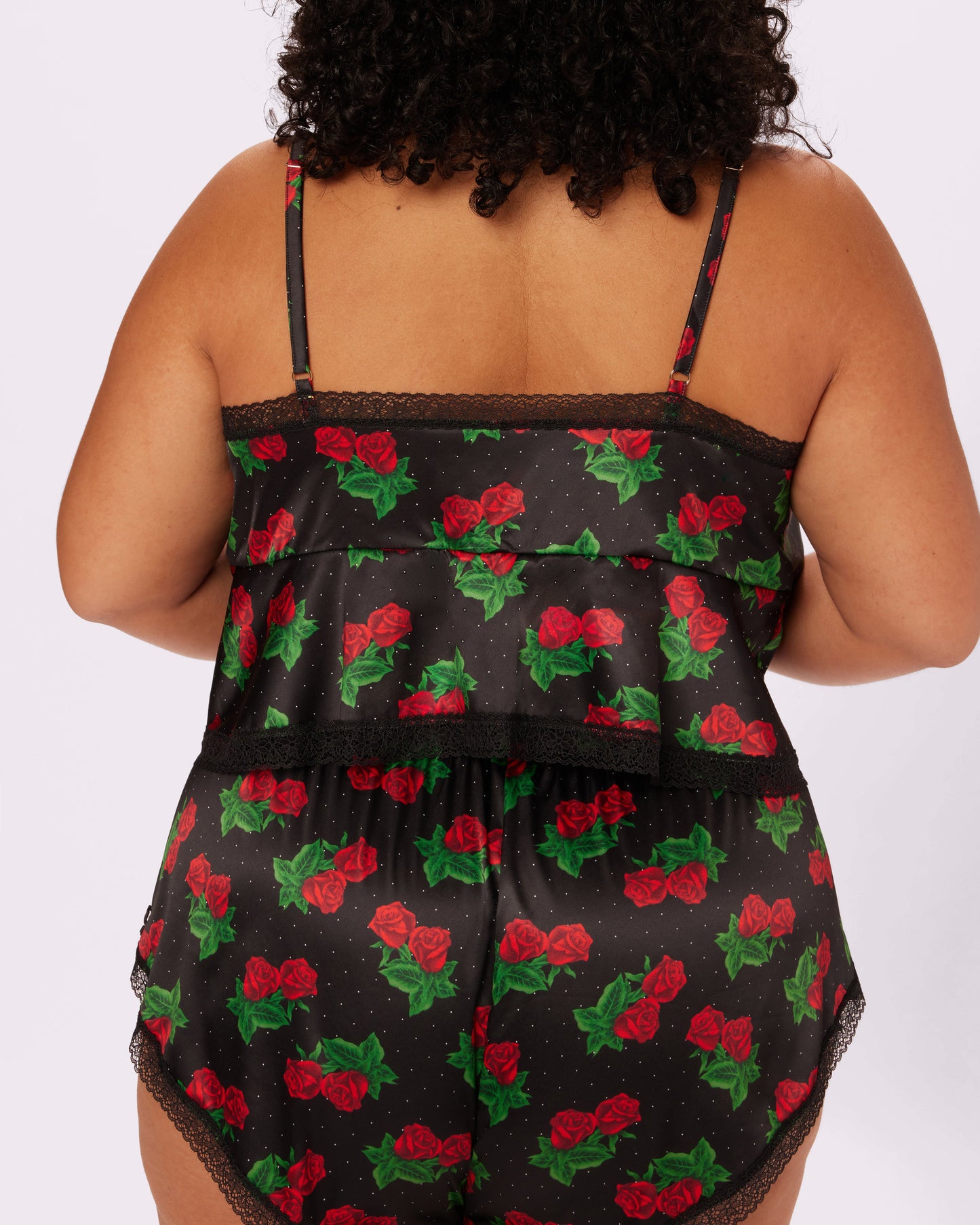 Betsey Johnson Luxe Lace Flyaway Cami | Glow Satin (Thorn)