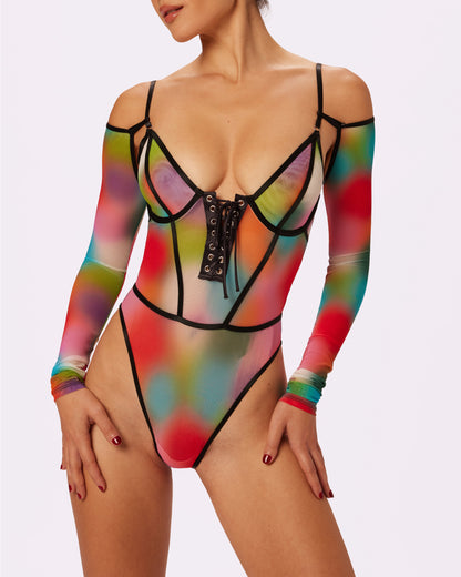 Sheer Sculpt Convertible Sleeve Bodysuit | Silky Mesh | Archive (Supernova)
