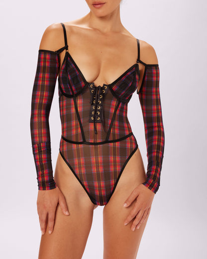 Betsey Johnson Sheer Sculpt Convertible Sleeve Bodysuit | Silky Mesh (Betsey)