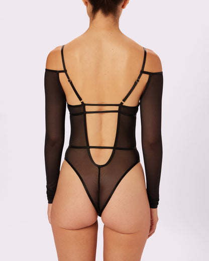 Sheer Sculpt Convertible Sleeve Bodysuit | Silky Mesh (Eightball)