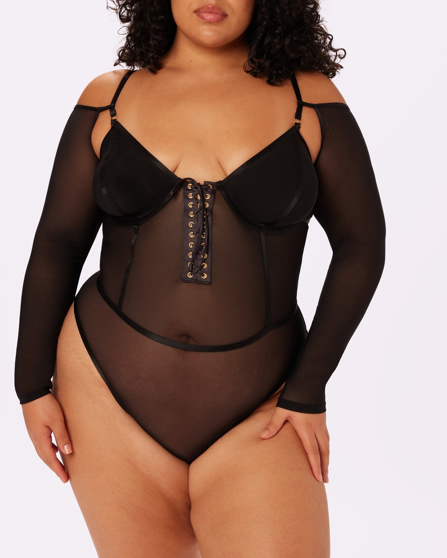 Sheer Sculpt Convertible Sleeve Bodysuit | Silky Mesh (Eightball)