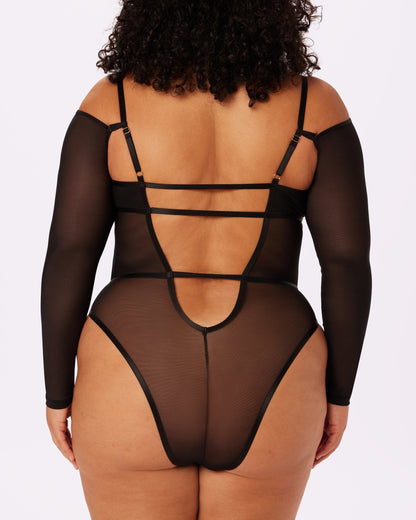 Sheer Sculpt Convertible Sleeve Bodysuit | Silky Mesh (Eightball)