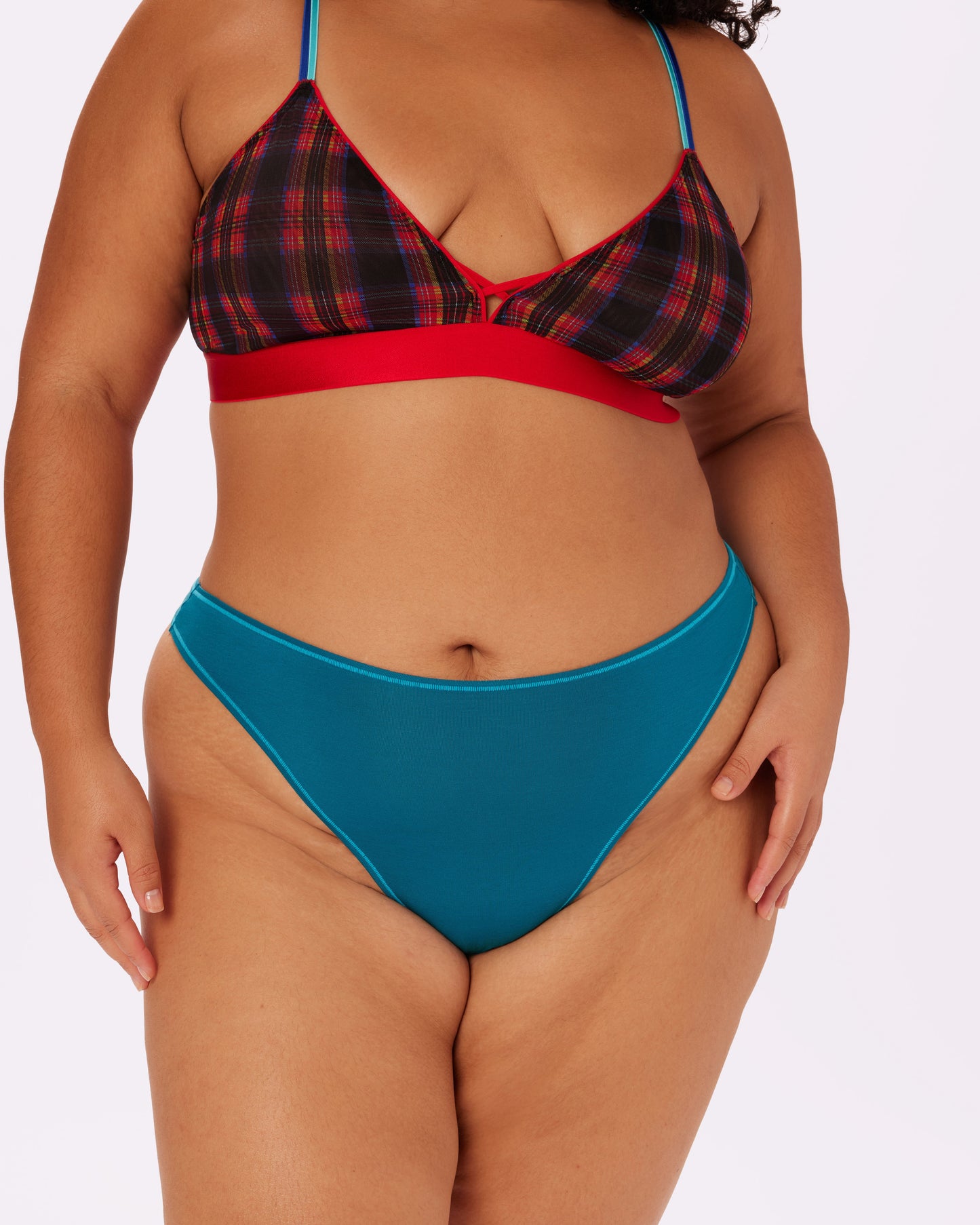 Betsey Johnson Ultra-Flattering High Rise Thong | New:Cotton (Lagoon)