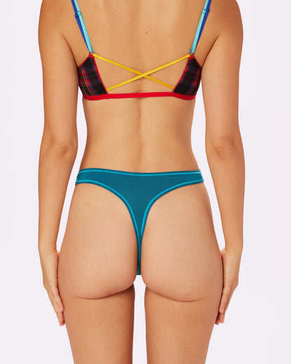 Betsey Johnson Ultra-Flattering High Rise Thong | New:Cotton (Lagoon)