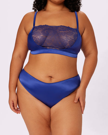 Flirty Lace Float Bralette | Glow Satin (True Blue)