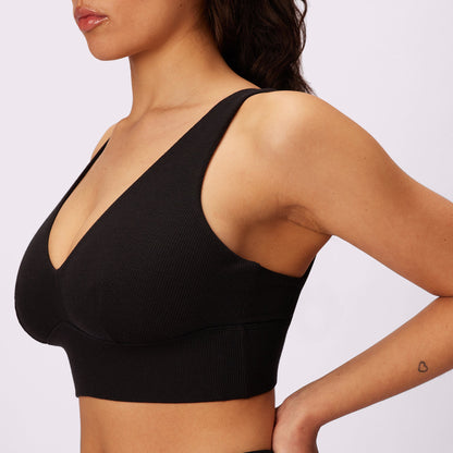 Lush Sculpt Plunge Longline Bralette | Lush Rib (Eightball)