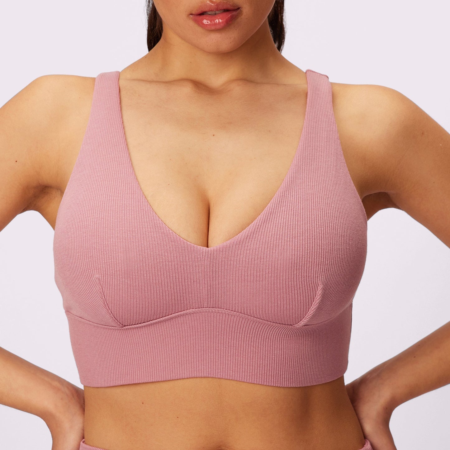 Lush Sculpt Plunge Longline Bralette | Lush Rib | Archive (Rose Petal)