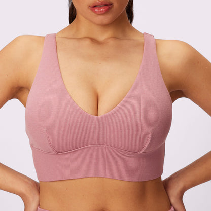 Lush Sculpt Plunge Longline Bralette | Lush Rib | Archive (Rose Petal)