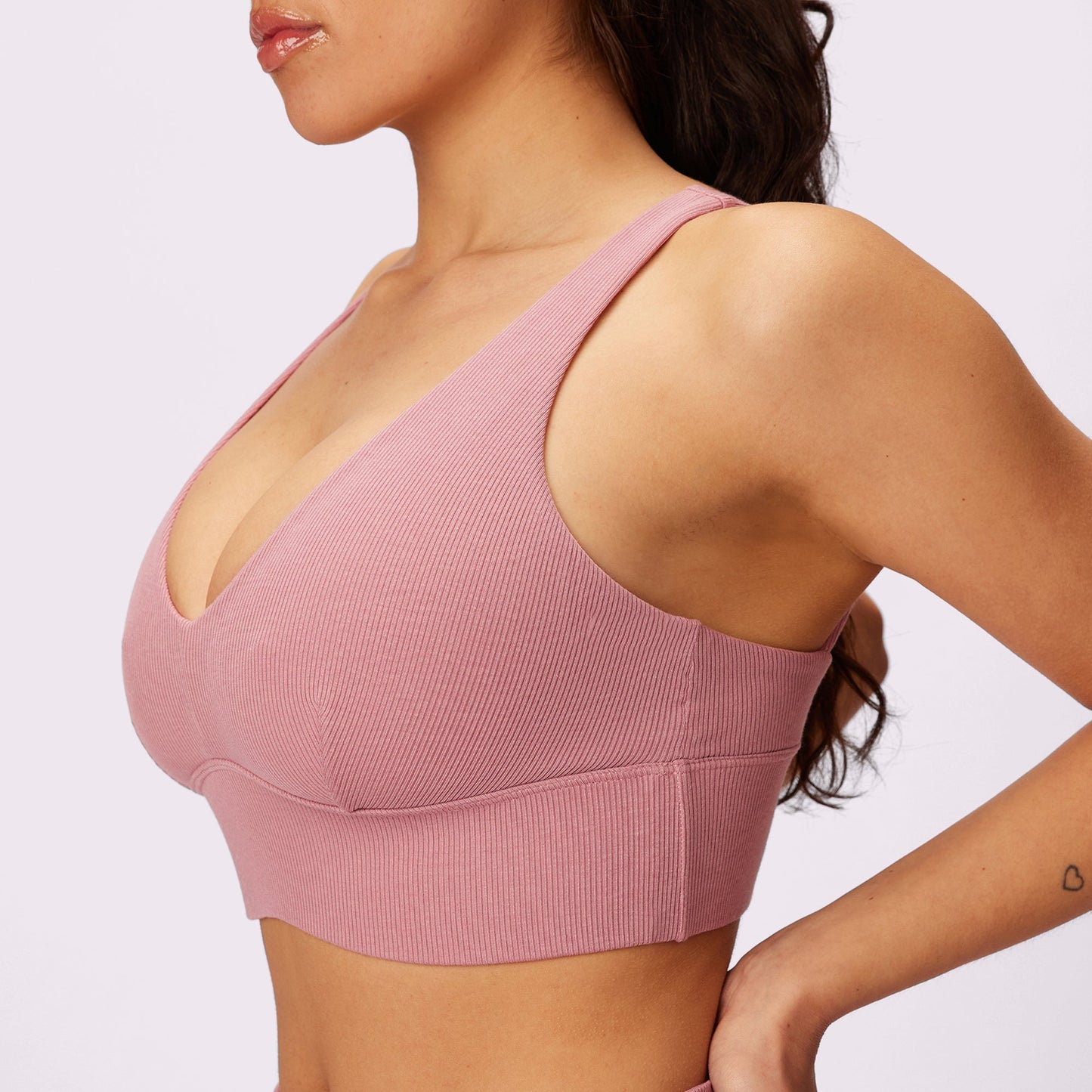 Lush Sculpt Plunge Longline Bralette | Lush Rib | Archive (Rose Petal)
