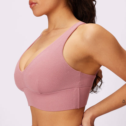 Lush Sculpt Plunge Longline Bralette | Lush Rib | Archive (Rose Petal)