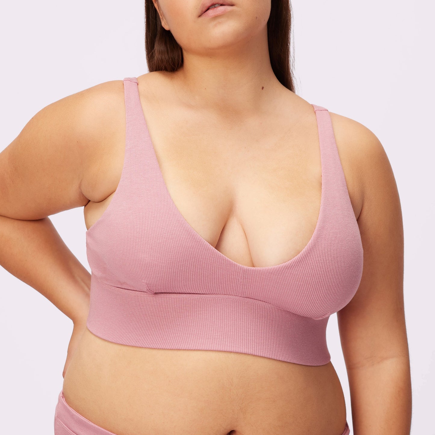 Lush Sculpt Plunge Longline Bralette | Lush Rib | Archive (Rose Petal)