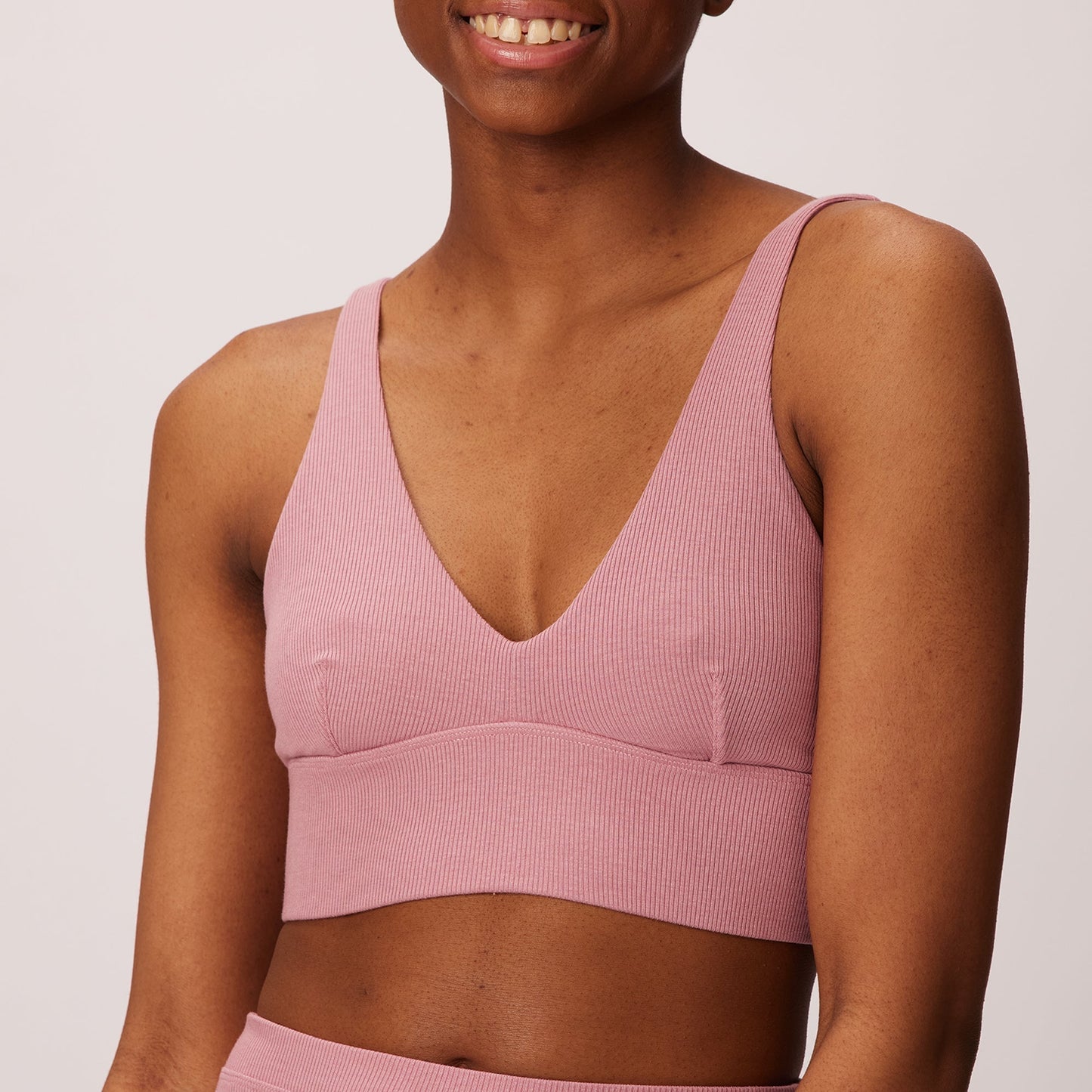 Lush Sculpt Plunge Longline Bralette | Lush Rib | Archive (Rose Petal)