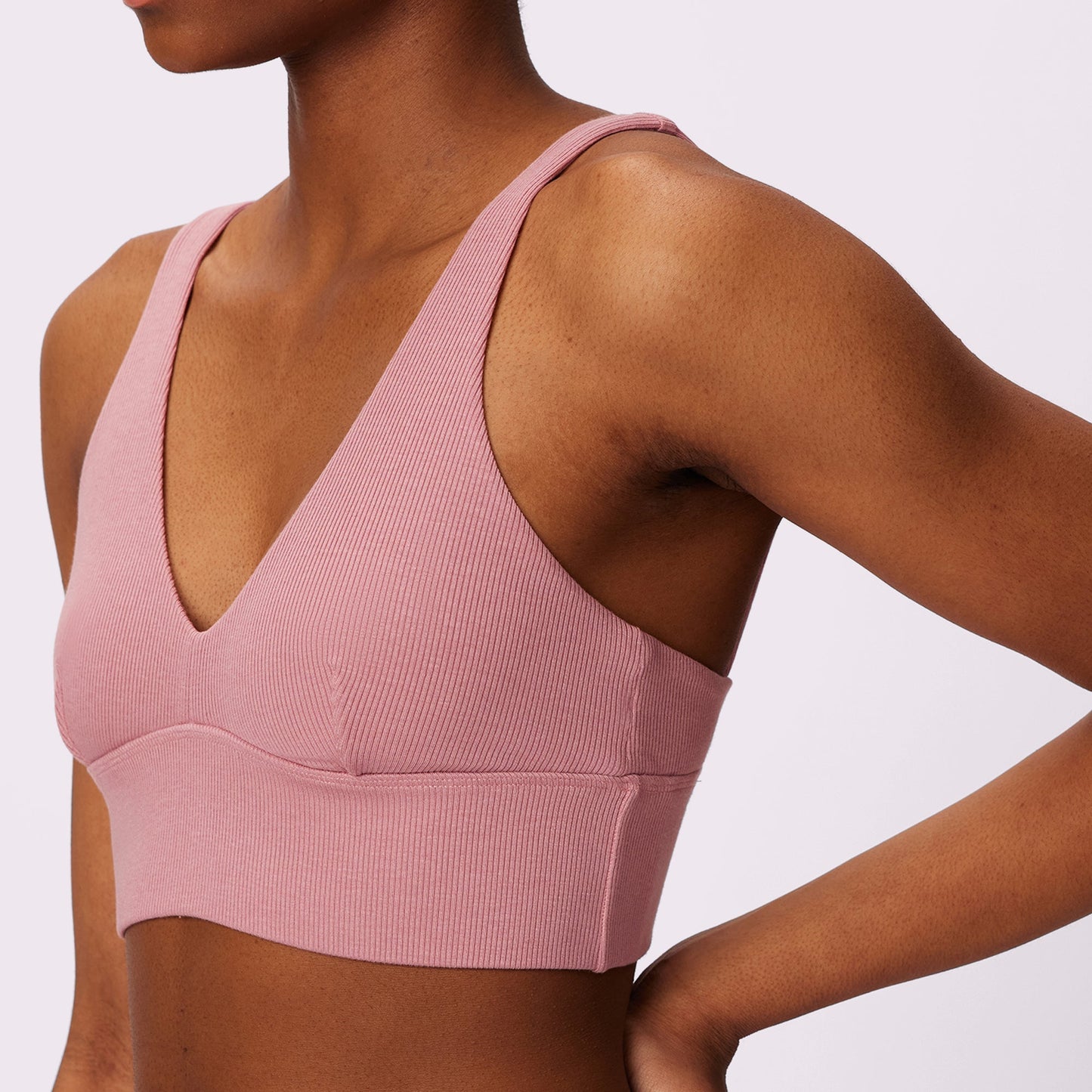 Lush Sculpt Plunge Longline Bralette | Lush Rib | Archive (Rose Petal)