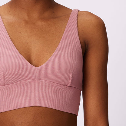 Lush Sculpt Plunge Longline Bralette | Lush Rib | Archive (Rose Petal)