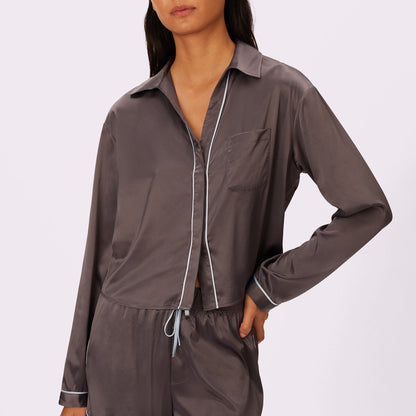 Dream Longsleeve Button Up | Luxe Satin | Archive (Blackened Pearl)