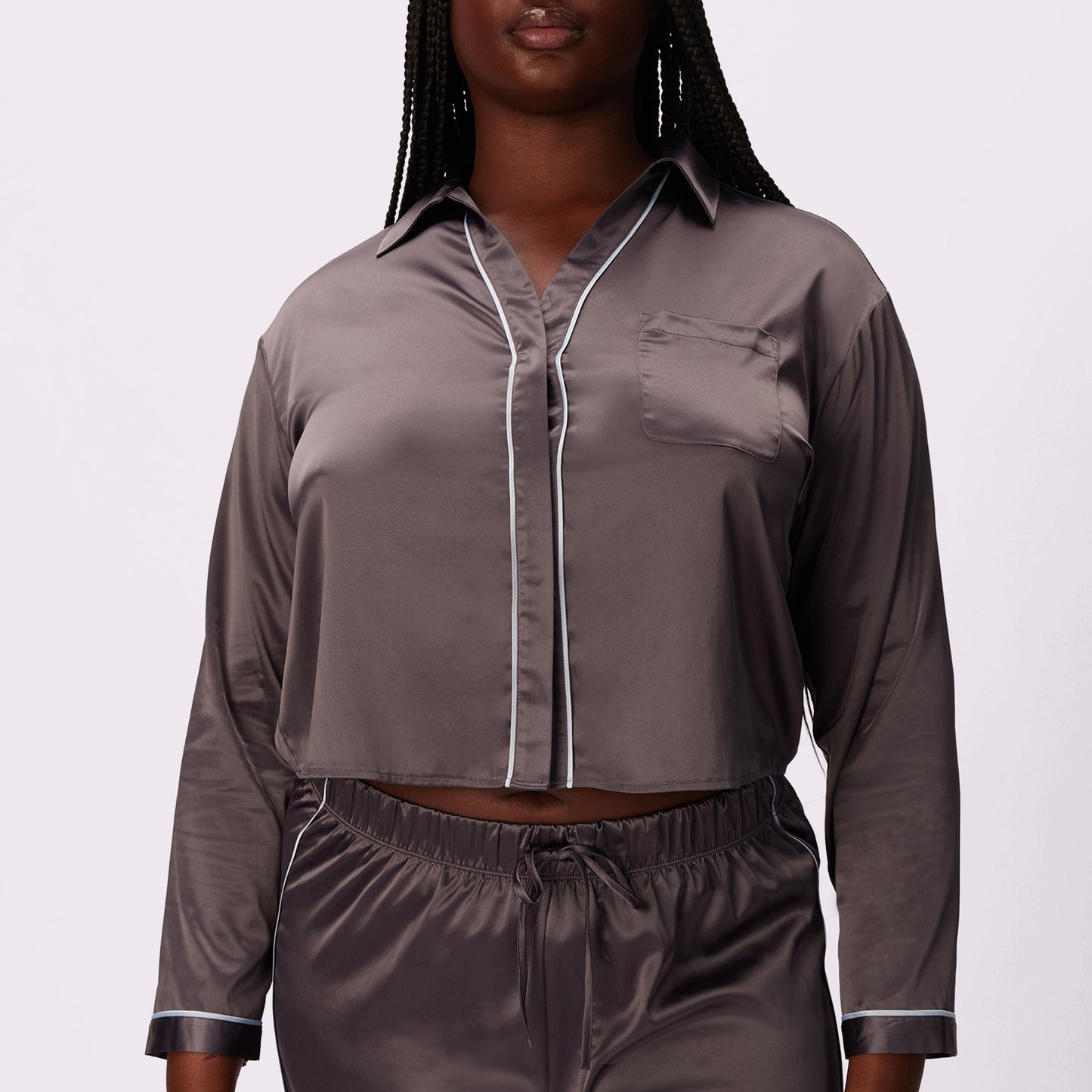 Dream Longsleeve Button Up | Luxe Satin | Archive (Blackened Pearl)