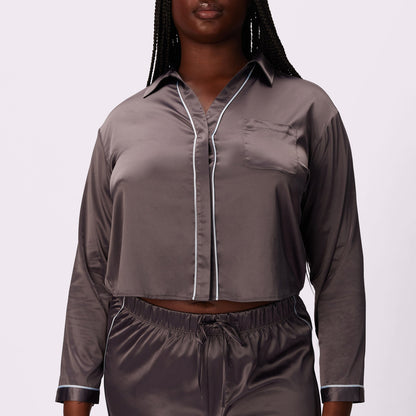Dream Longsleeve Button Up | Luxe Satin | Archive (Blackened Pearl)