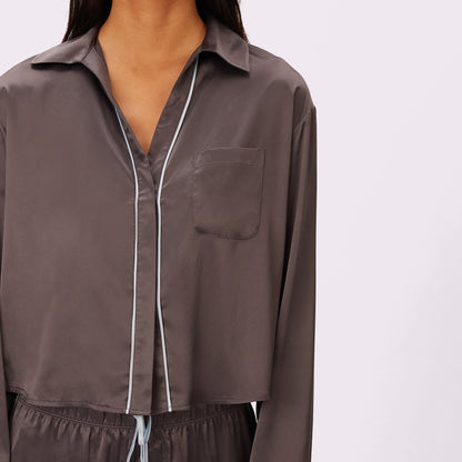 Dream Longsleeve Button Up | Luxe Satin | Archive (Blackened Pearl)