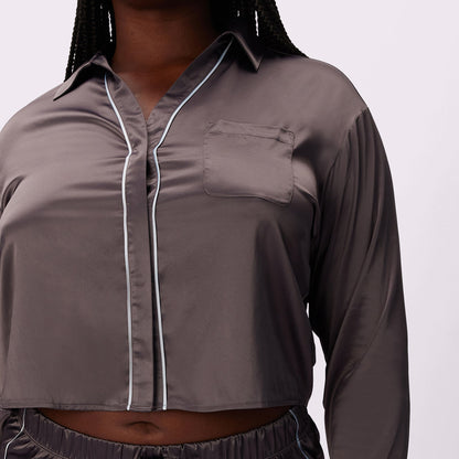 Dream Longsleeve Button Up | Luxe Satin | Archive (Blackened Pearl)