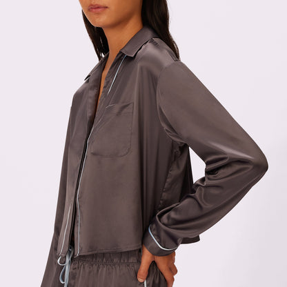 Dream Longsleeve Button Up | Luxe Satin | Archive (Blackened Pearl)