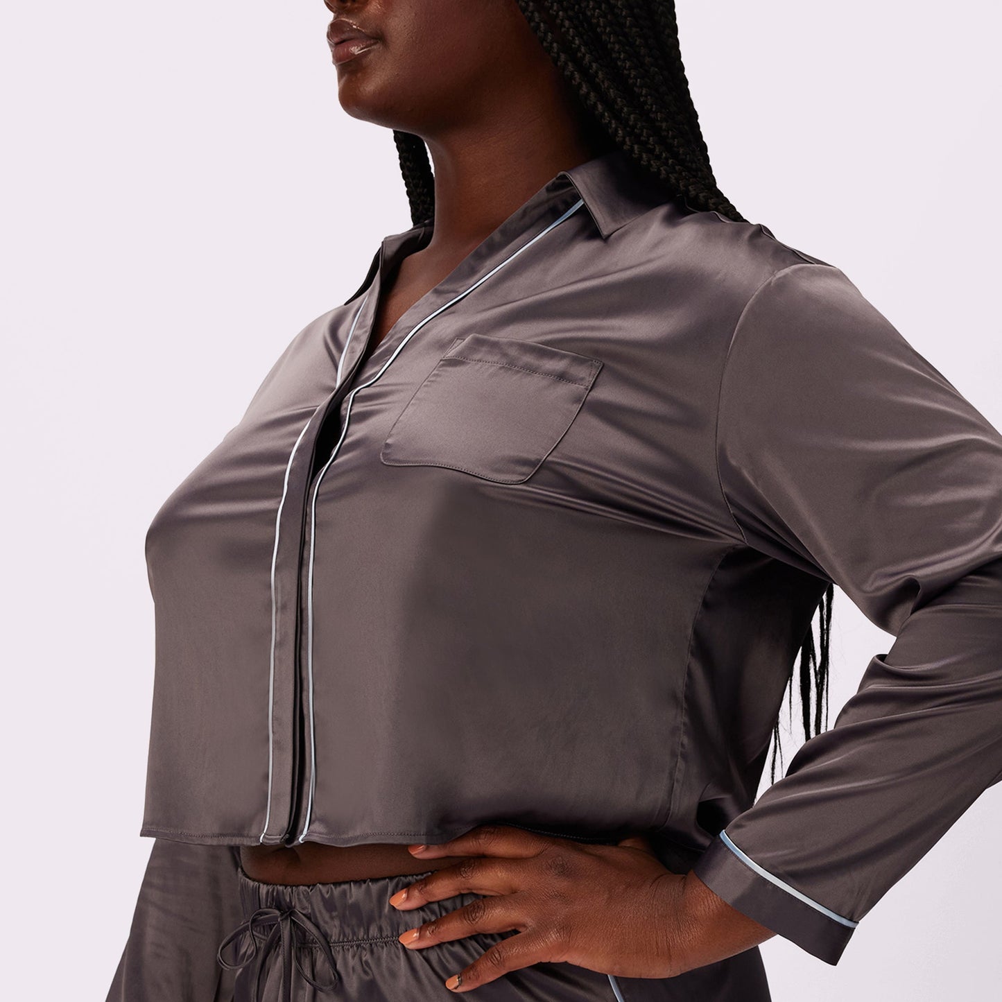 Dream Longsleeve Button Up | Luxe Satin | Archive (Blackened Pearl)
