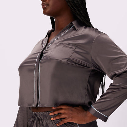 Dream Longsleeve Button Up | Luxe Satin | Archive (Blackened Pearl)