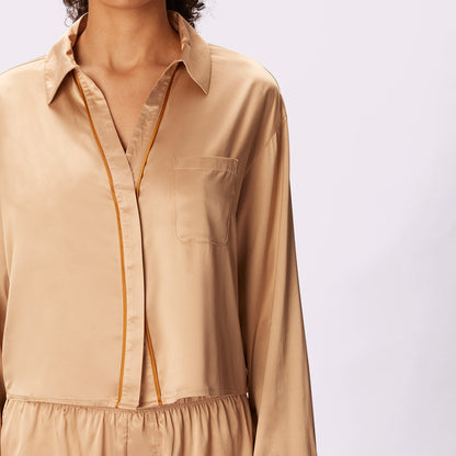 Dream Longsleeve Button Up | Luxe Satin  | Archive (Toasted Almond)