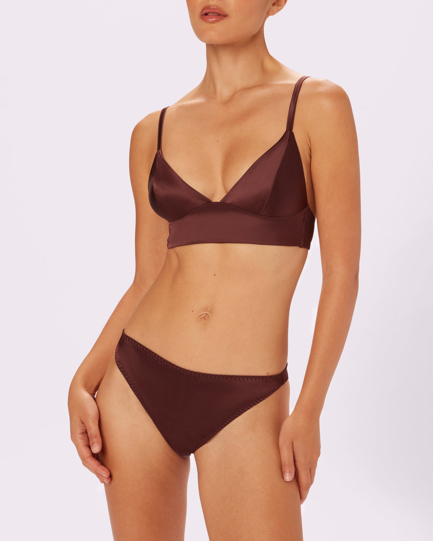 Satin Lace-up Cheeky | Glow Satin (Espresso)