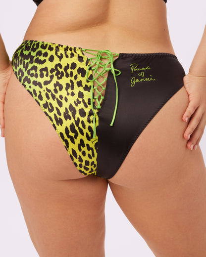 GANNI Satin Lace-up Cheeky | Glow Satin | Archive (Neon Kitten)